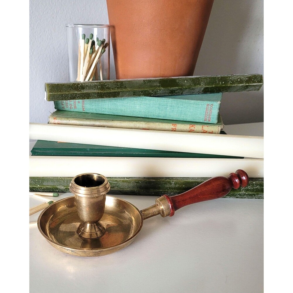 Vintage Brass Chamberstick Taper Candle Holder with Handle